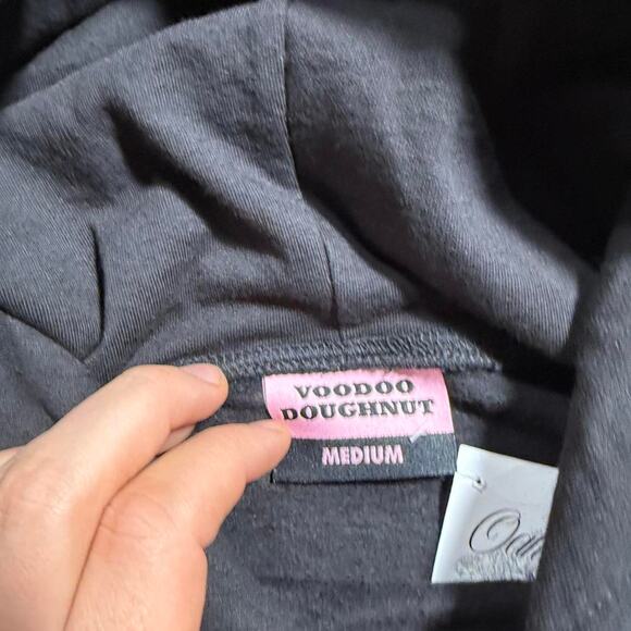 Black Voodoo Doughnuts Embroidered Logo Hoodie - Picture 6 of 8